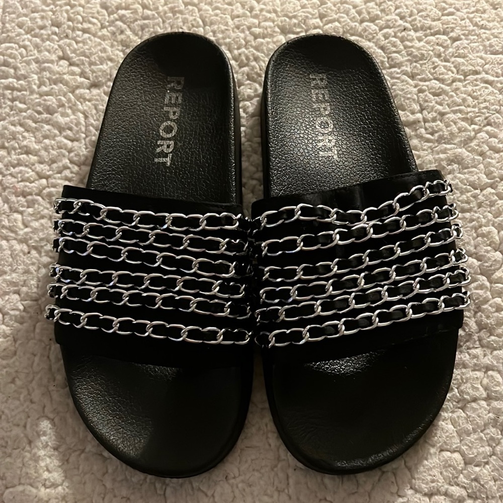 chain link slip on sandals